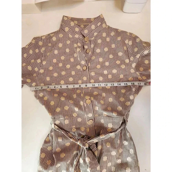 Roolee Pant Jumpsuit Tan Polka-dot Sizs Small - Picture 6 of 11